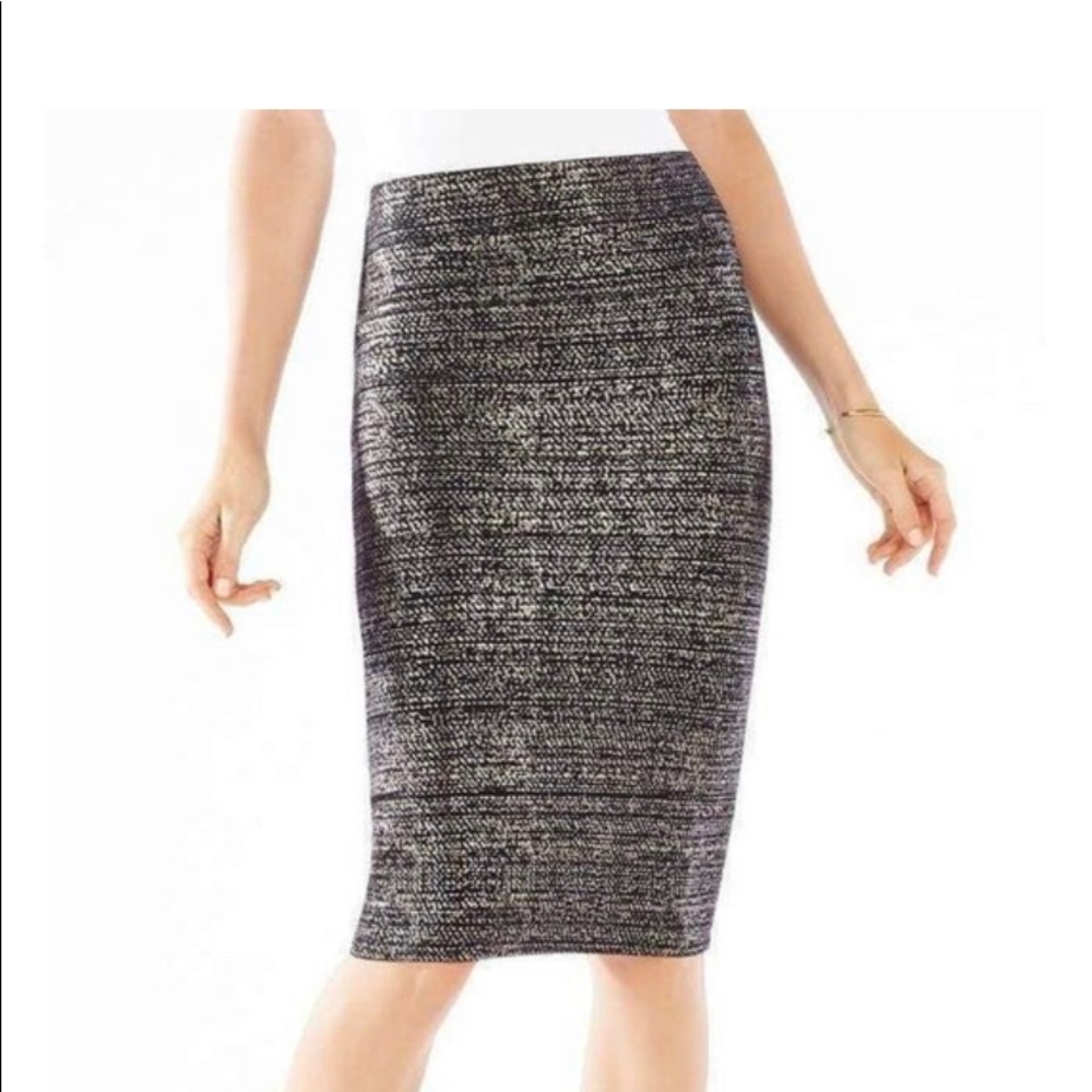 BCBG MAXAZRIA Metallic Foil Leger Pencil Skirt size Medium. Perfect condition